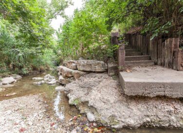 Blunn Creek concrete infrastructure with stair steps